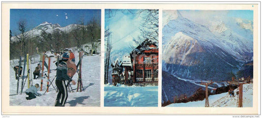 tourist base Solnechnaya dolina (Sunny Valley) - cableway - Dombay - Karachay-Cherkessia - 1978 - Russia USSR - unused - JH Postcards