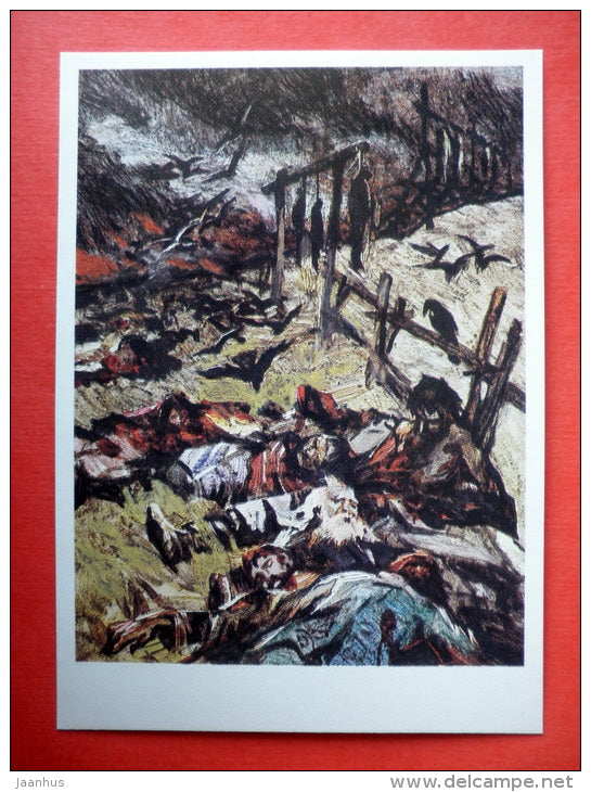 illustration by I. Ushakov - victims - Stepan Razin by S. Zlobin - 1989 - Russia - unused - JH Postcards