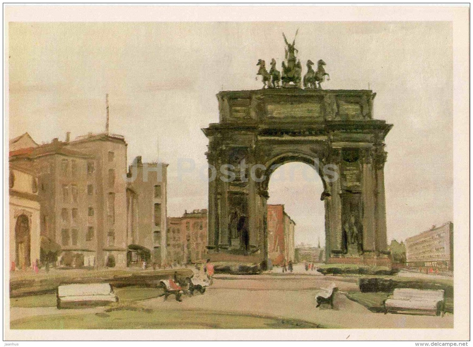 illustration by G. Manizer - Narva Gate - Leningrad - St. Petersburg - 1978 - Russia USSR - unused - JH Postcards