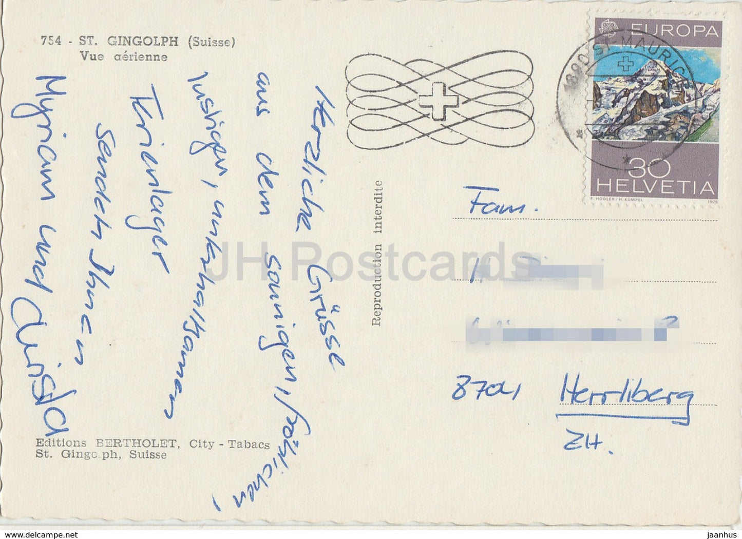 St Gingolph - vue aerienne - steamer - passenger ship - 754 - Switzerland - used