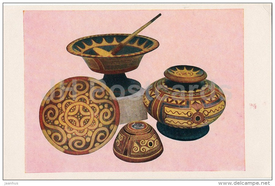 ceramics - dishes - Chinese art - old postcard - China - unused - JH Postcards