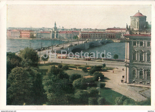 Leningrad - St Petersburg - View at Neva river from Winter Palace - 1957 - Russia USSR - unused - JH Postcards