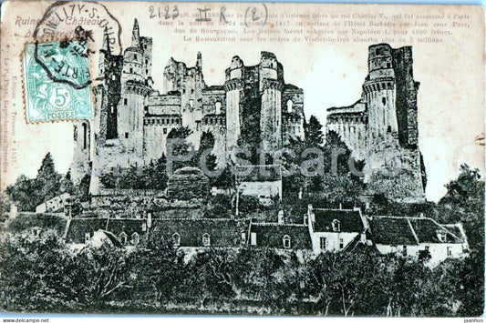 Ruines du Chateau de Pierrefonds - old postcard - France - used - JH Postcards