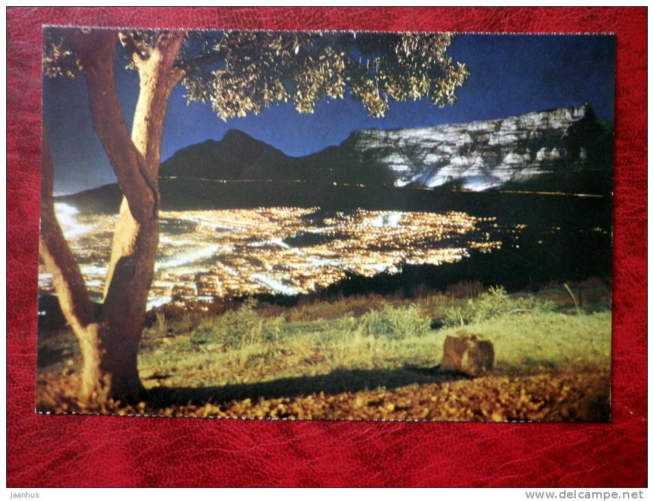 Table Mountain - Floodlit from Signal Hill - South Africa - used - JH Postcards