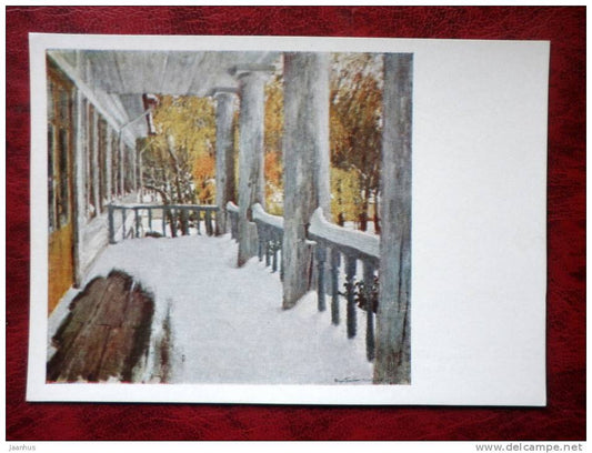 Painting by I. Grabar - september snow, 1903 - russian art - unused - JH Postcards
