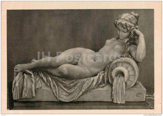 sculpture by Claude Michel - River nymph - french art - unused - JH Postcards