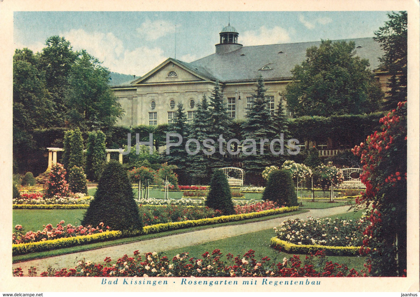 Bad Kissingen - Rosengarten mit Regentenbau - old postcard - Germany - unused - JH Postcards