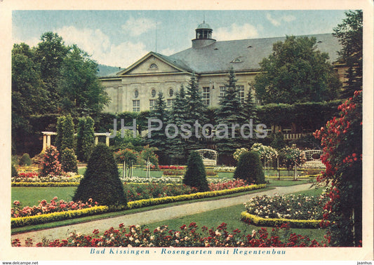 Bad Kissingen - Rosengarten mit Regentenbau - old postcard - Germany - unused - JH Postcards