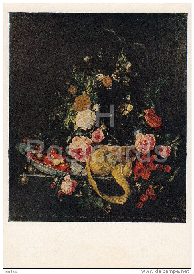 painting by Cornelis de Heem - Still life with a Casket and a Glass - Dutch art - 1956 - Russia USSR - unused - JH Postcards
