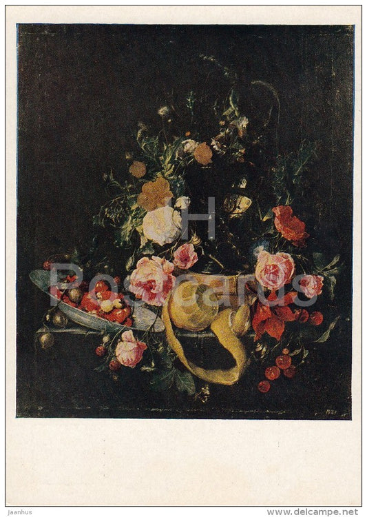 painting by Cornelis de Heem - Still life with a Casket and a Glass - Dutch art - 1956 - Russia USSR - unused - JH Postcards