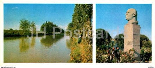 Fergana and Fergana Valley - Great Fergana Canal - monument to Usman Yusupov - 1974 - Uzbekistan USSR - unused - JH Postcards