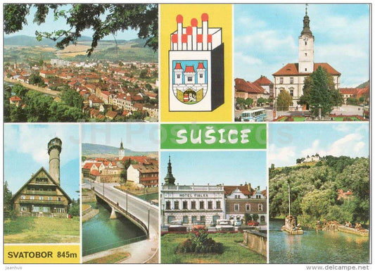 town views - bridge - town hall - Susice - Czechoslovakia - Czech - unused - JH Postcards