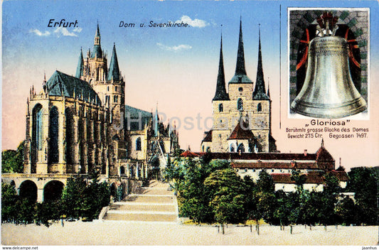 Erfurt - Dom u Severikirche - cathedral - Gloriosa bell - old postcard - Germany - unused - JH Postcards