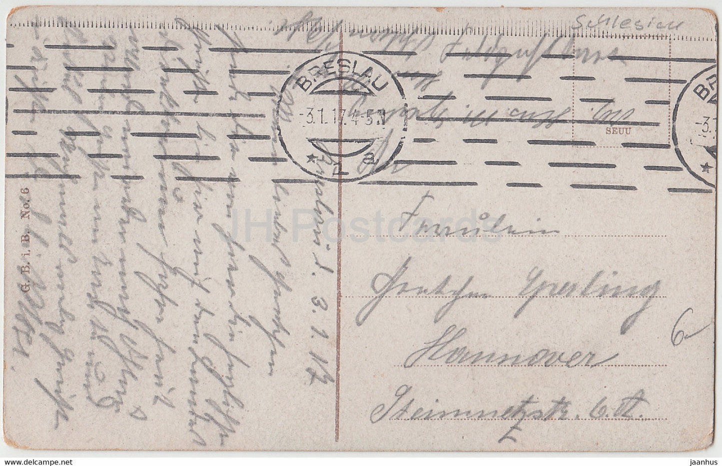 Breslau - Wroclaw - Kaiserbrucke mit Oderpartie - navire - bateau - 6 - carte postale ancienne - 1917 - Pologne - utilisé