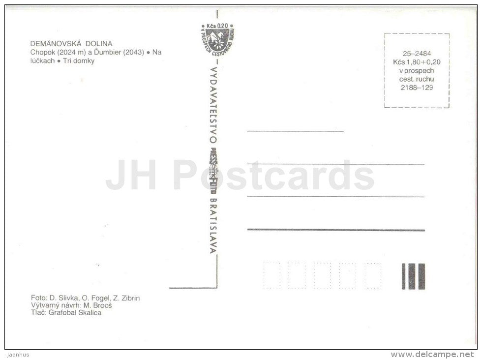 Demanovska Dolina - valley - Chopok mountain - Dumbier - houses - sheep - shepherd - Czechoslovakia - Slovakia - unused - JH Postcards