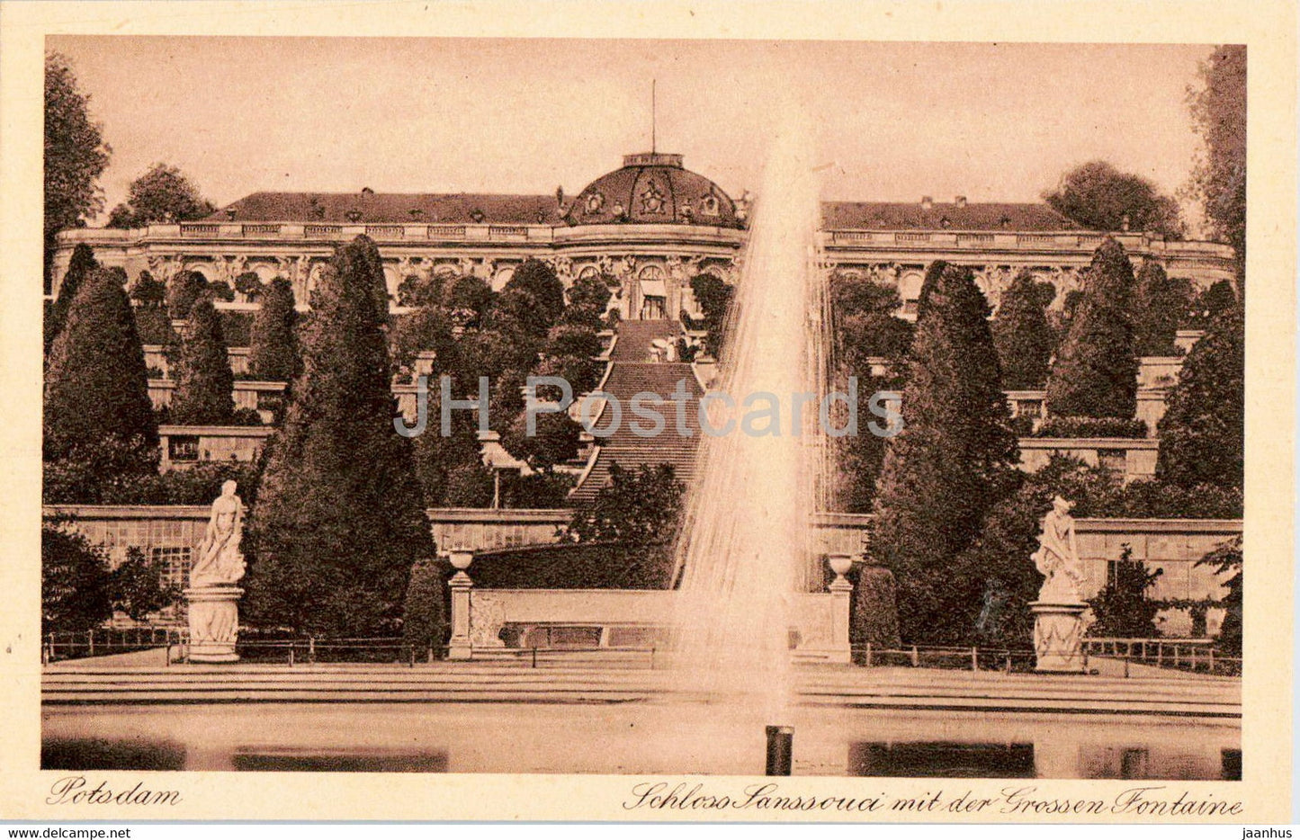 Potsdam - Schloss Sanssouci mit der Grossen Fonataine - castle - 1503 - old postcard - Germany - unused - JH Postcards