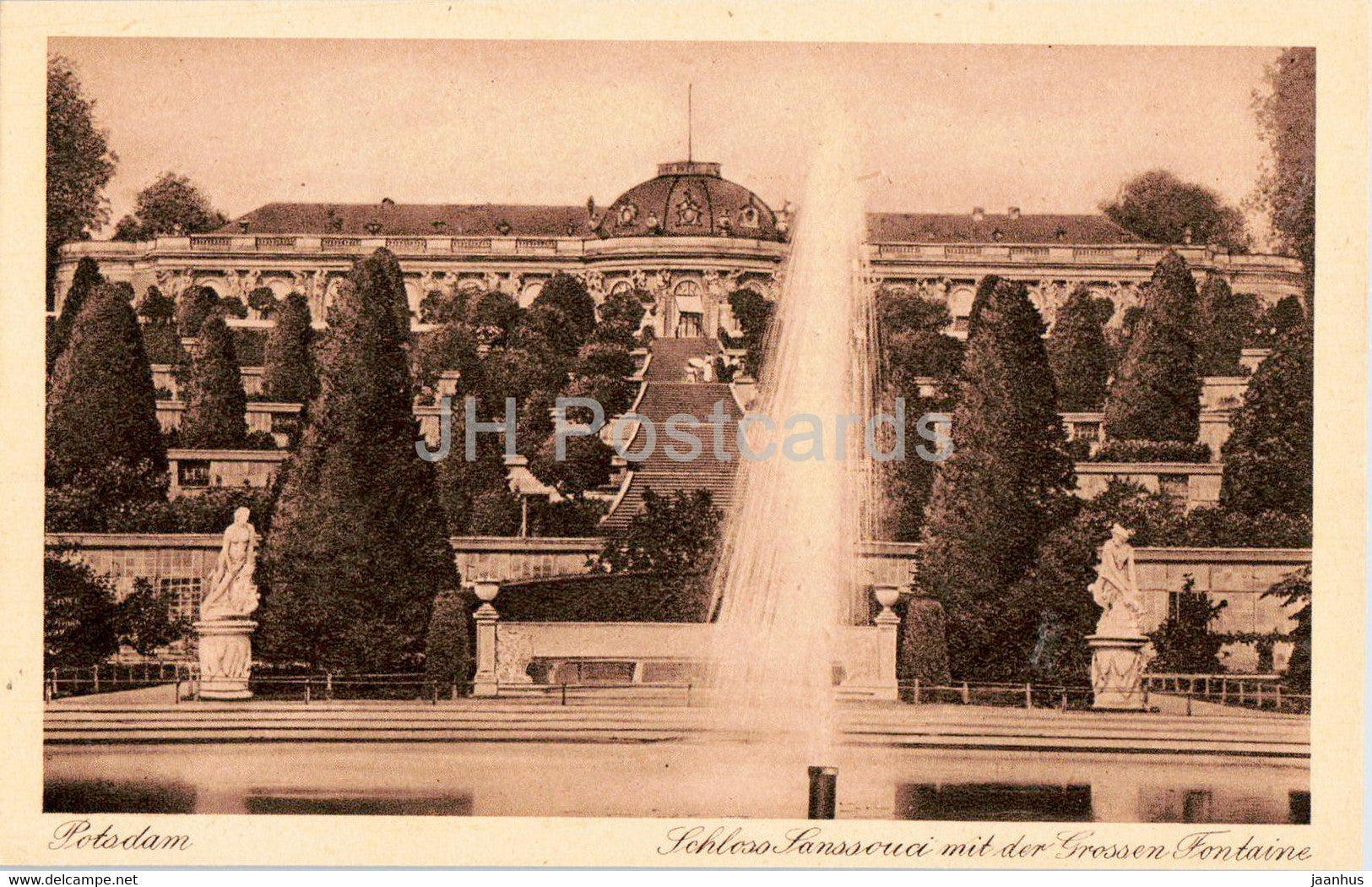 Potsdam - Schloss Sanssouci mit der Grossen Fonataine - castle - 1503 - old postcard - Germany - unused - JH Postcards