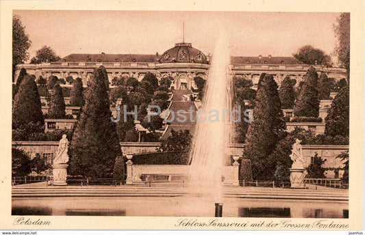 Potsdam - Schloss Sanssouci mit der Grossen Fonataine - castle - 1503 - old postcard - Germany - unused - JH Postcards