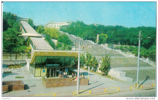 Potemkin Stairs - escalator - Odessa - 1980 - Ukraine USSR - unused - JH Postcards
