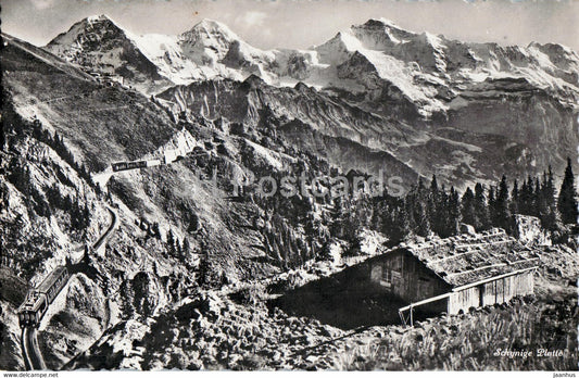 Schynige Platte - train - railway - 1011 - 1939 - old postcard - Switzerland - used - JH Postcards