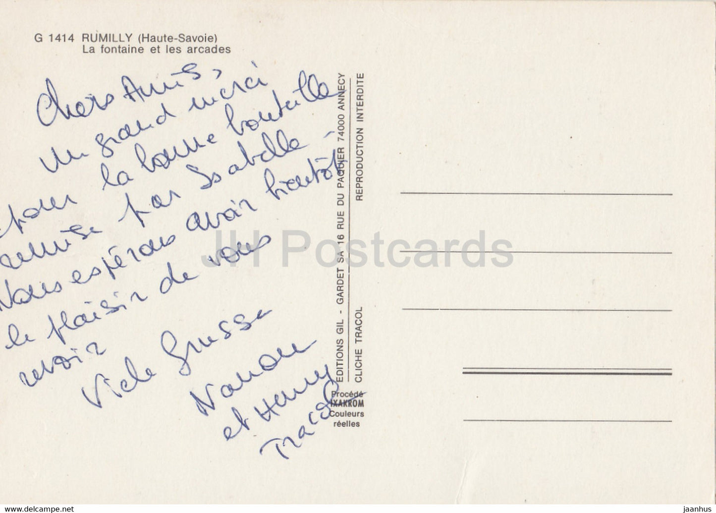 Rumilly - La Fontaine et les Arcades - car - France - used