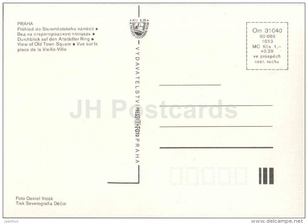 View of Old Town Square - Prague - Praha - Czechoslovakia - Czech - unused - JH Postcards