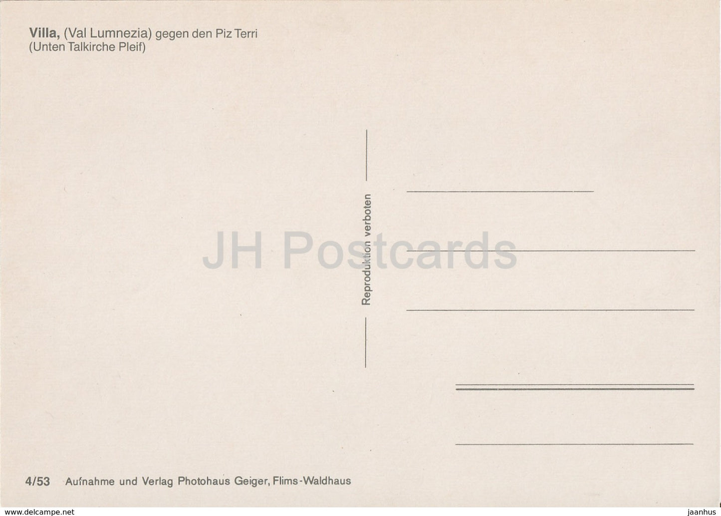 Villa - Val Lumnezia gegen den Piz Terri unten Talkirche Pleif - Switzerland - unused