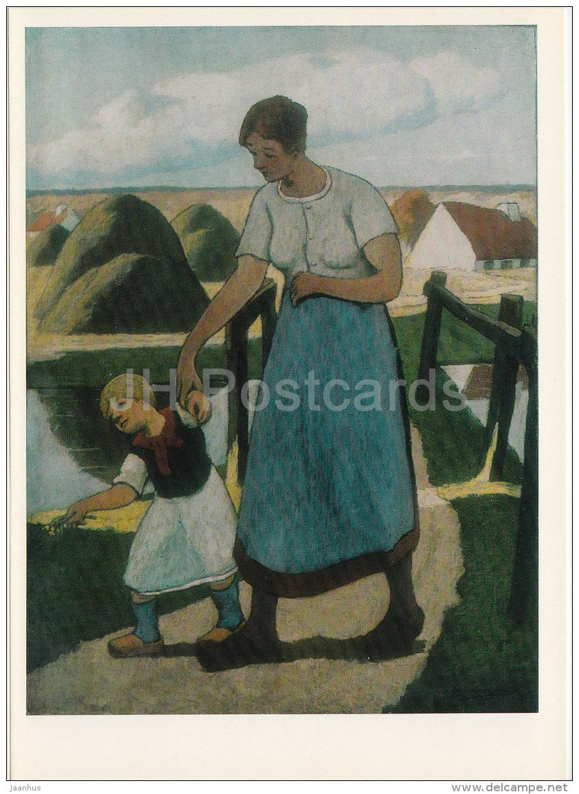 painting by Eugene Laermans - Youth - mother with child - Belgian art - large format - 1974 - Russia USSR - unused - JH Postcards