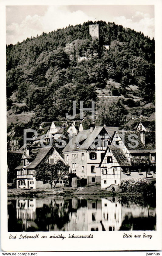 Bad Liebenzell im Schwarzwald - Blick zur Burg - old postcard - 1951 - Germany - used - JH Postcards