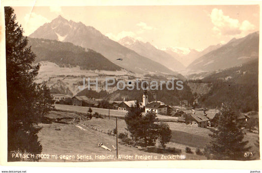 Patsch 1002 m gegen Serles Habicht Wilder Freiger - 873 - old postcard - Austria - used - JH Postcards