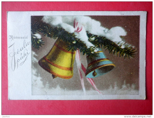 christmas greeting card - christmas bells - MR - circulated in Estonia 1942 - JH Postcards