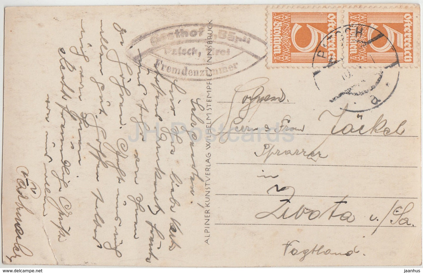 Patsch 1002 m gegen Serles Habicht Wilder Freiger - 873 - carte postale ancienne - Autriche - utilisé