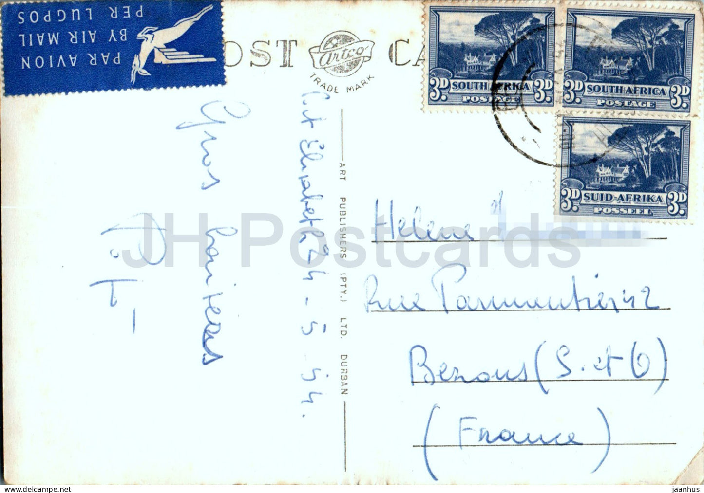 Zulu-Häuptling - Volkskostüme - 791 - alte Postkarte - 1954 - Südafrika - gebraucht 