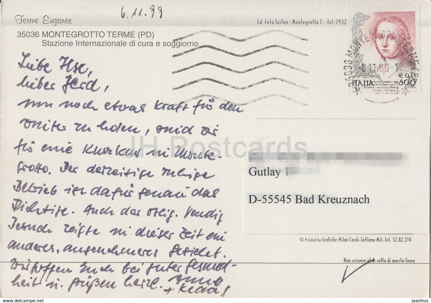 Terme Euganee - Montegrotto - Citta Termale - 1999 - Italy - Italia - used