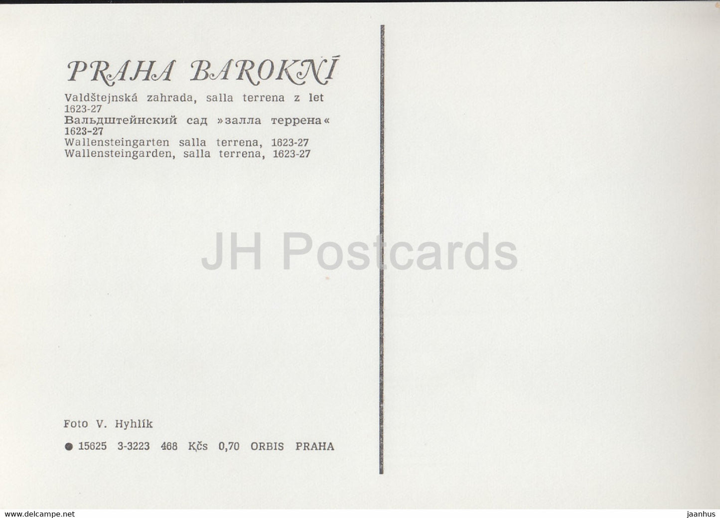 Praha - Prag - Wallensteingarten - Barockes Prag - Tschechoslowakei - Tschechische Republik - unbenutzt