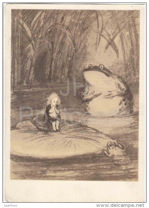 Thumbelina - girl - frog - Fairy Tale by Hans Christian Andersen - 1956 - Russia USSR - unused - JH Postcards