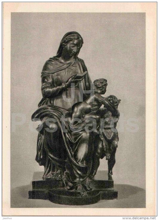 sculpture by Jacopo Sansovino - Madonna and Child with Saint John the Baptist - italian art - unused - JH Postcards