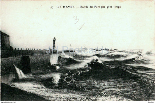 Le Havre - Entree du Port par gros temps - 277 - old postcard - France - unused - JH Postcards
