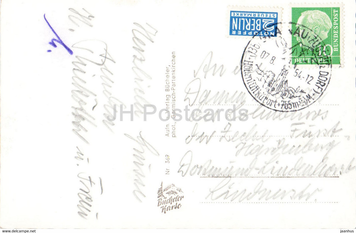 Grusse aus den Bergen - Badersee - Grainau - Eibsee - Riessersee - Zug - alte Postkarte - 1956 - Deutschland - gebraucht