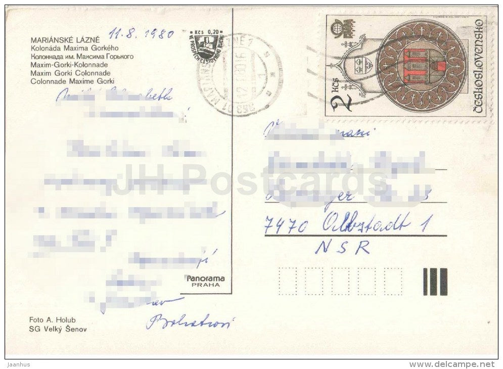 Marienbad - Marianske Laze - spa - Maxim Gorki colonnade - Czechoslovakia - Czech - used 1980 - JH Postcards