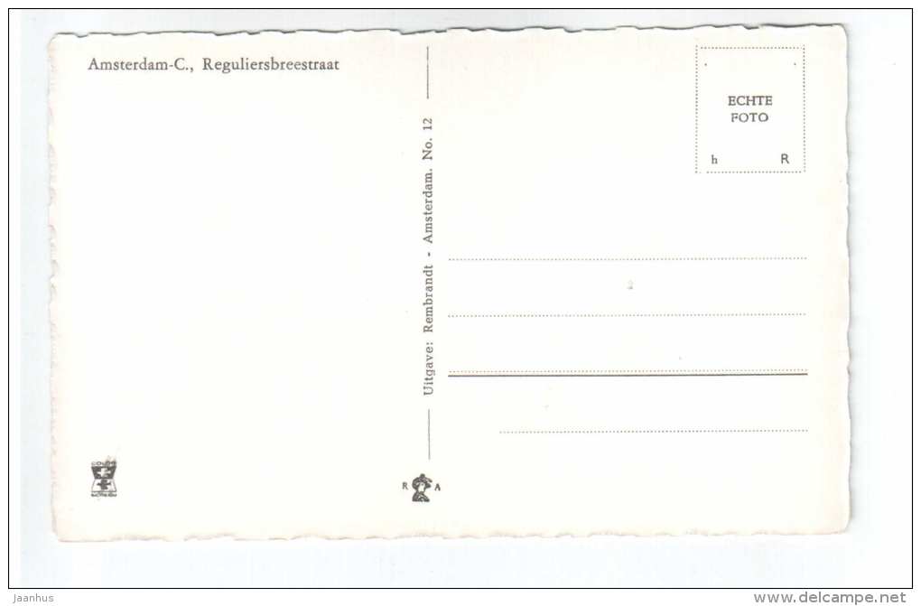 Reguliersbreestraat - Amsterdam - bicycle - cars - Netherlands - Holland - old postcard - unused - JH Postcards