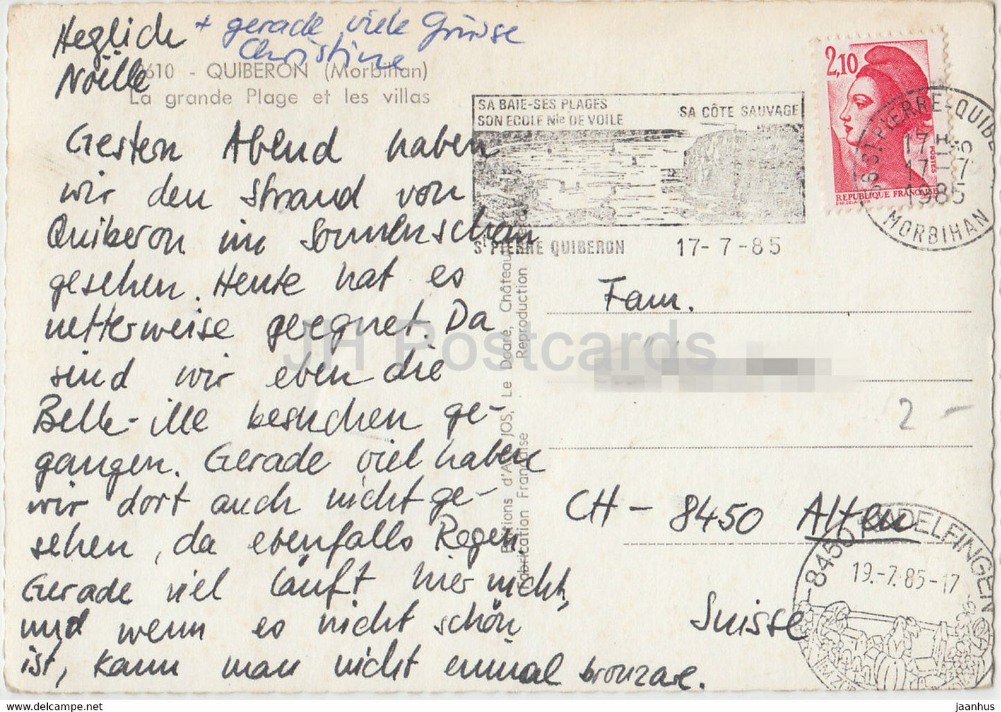 Quiberon - La Grande Plage et les villas - beach - 1985 - France - used