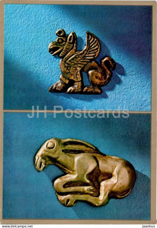 gold plaque shaped as a griffin - saiga - Museum of Historic Treasures of Ukraine - 1979 - Ukraine USSR - unused