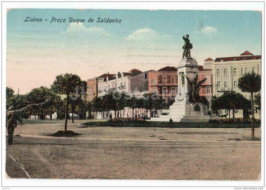 Praca Duque de Saldanha - Duque de Saldanha Square Lisboa - Portugal - sent from Portugal Lisboa to Estonia Tallinn 1928 - JH Postcards