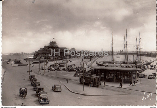 Saint-Malo - Casino et bassin des terr-neuvas - 2492 - tram - car - ship - old postcard - France - unused - JH Postcards