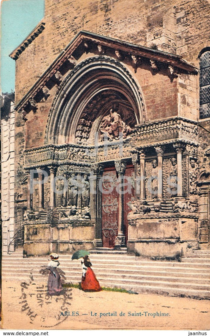 Arles - Le Portail de Saint Trophime - Grand Hotel du Forum - cloister - old postcard - 1914 - France - used