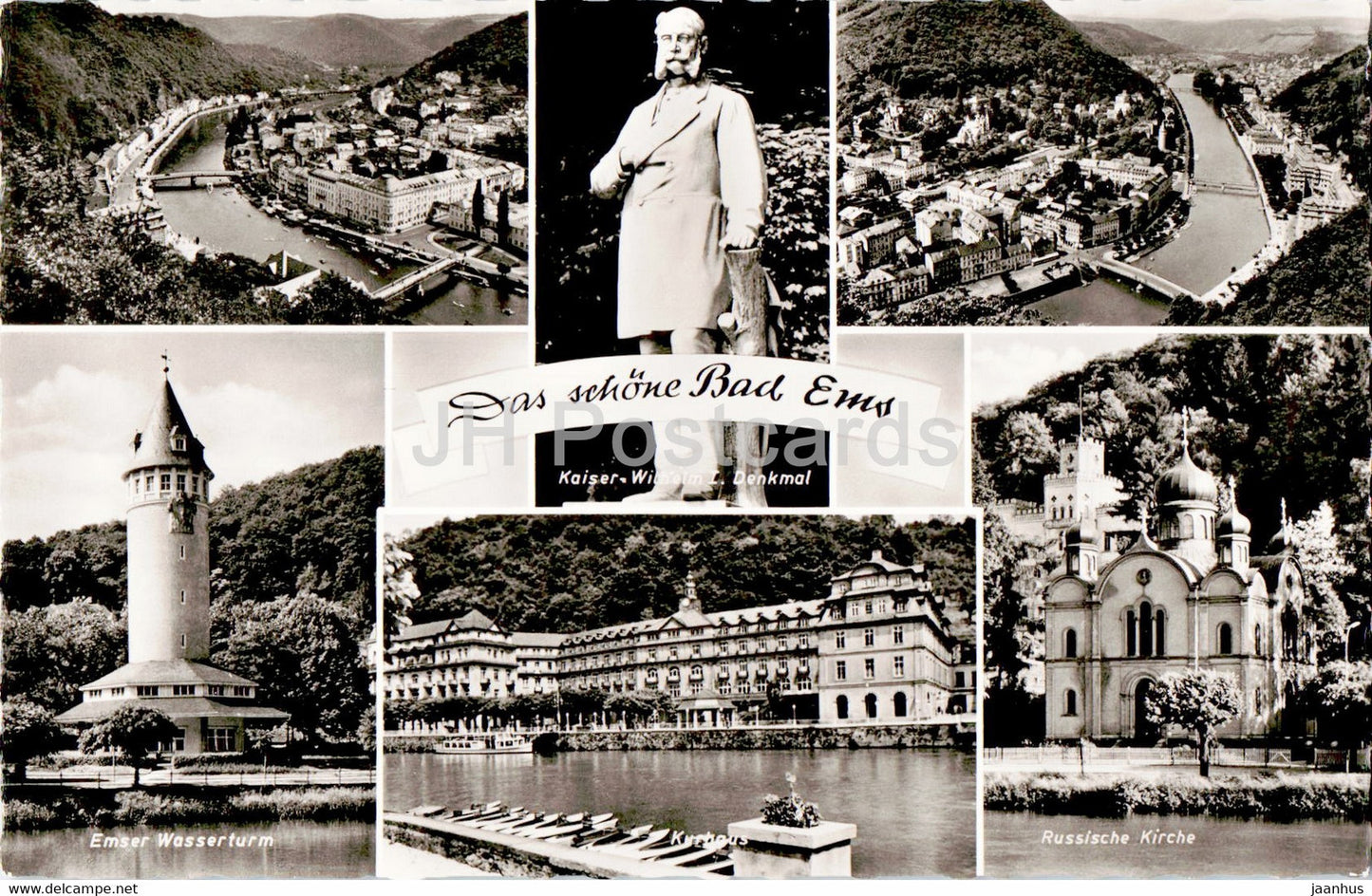 Das Schone Bad Ems - Emser Wasserturm - Kaiser Wilhelm Denkmal - Russcische Kirche - old postcard - Germany - unused - JH Postcards