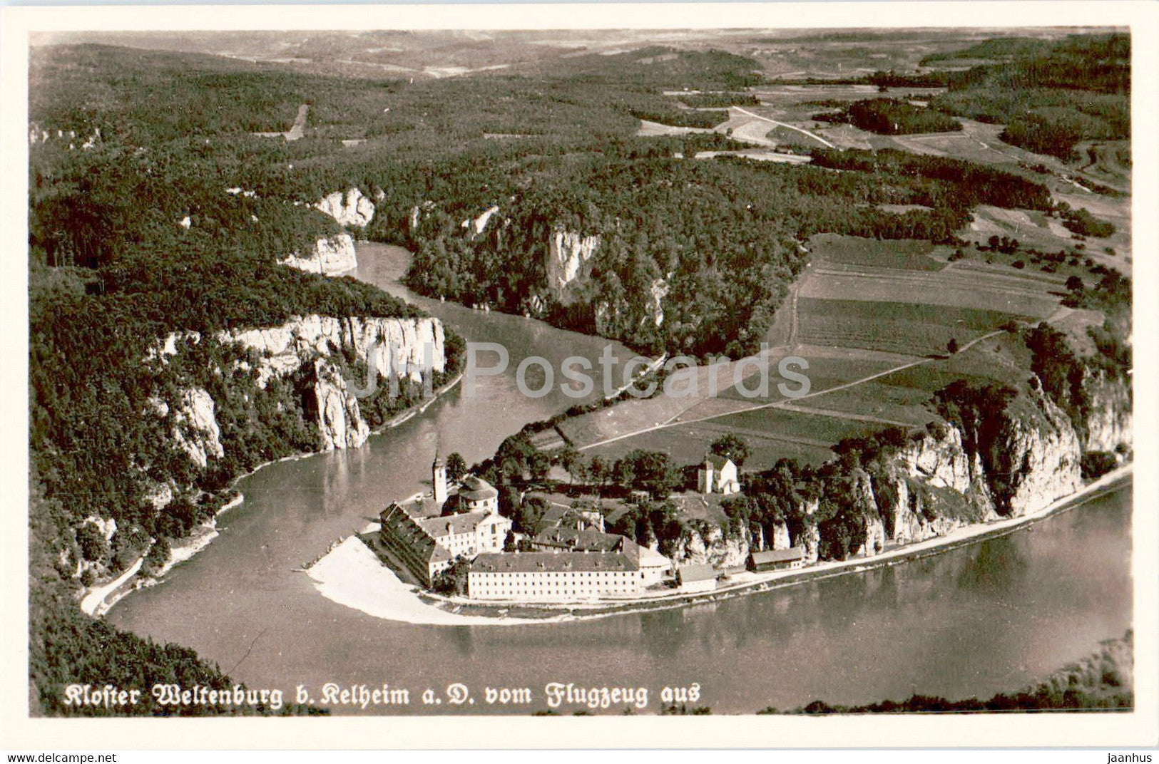 Kloster Weltenburg b Kelheim a D vom Flugzeug aus - cloister - old postcard - Germany - unused - JH Postcards