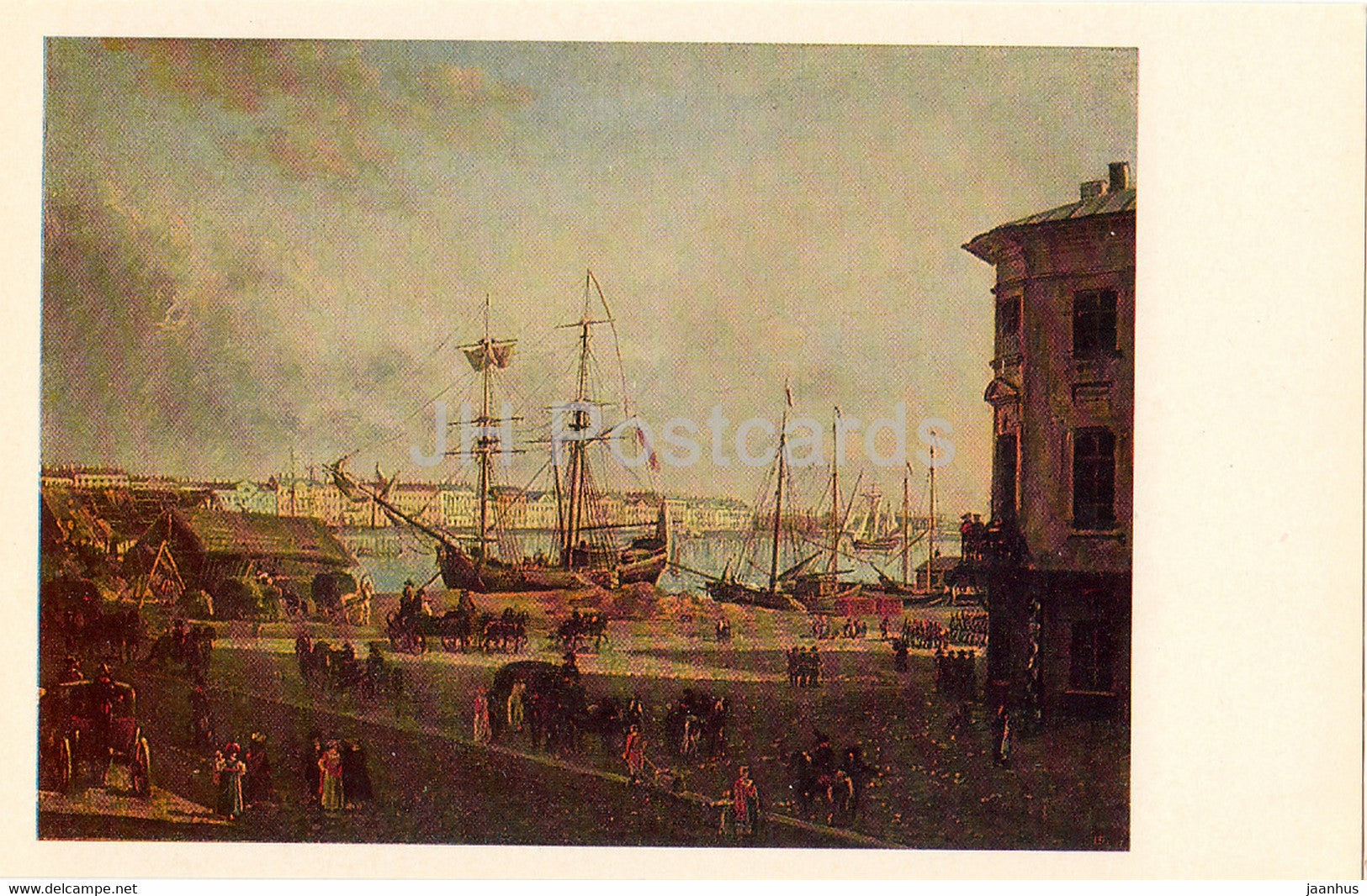 painting by Fiodor Alexeyev - View of English Embankment - St Petersburg - Russian art - 1983 - Russia USSR - unused - JH Postcards