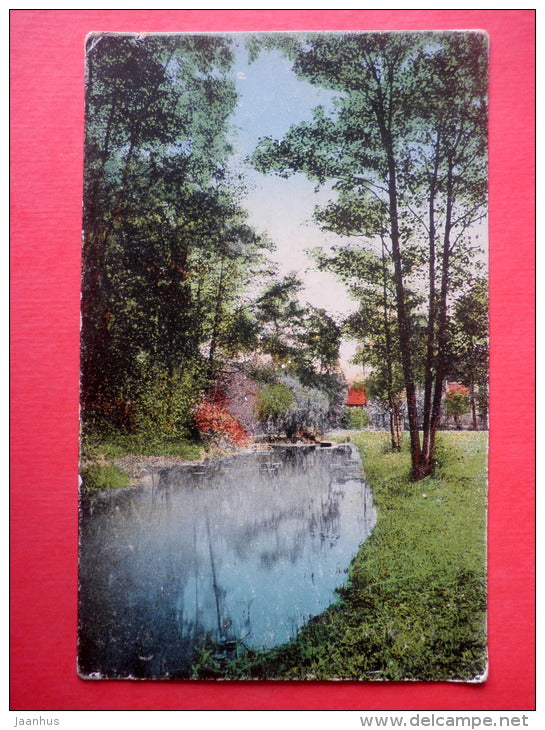photograph - pond - old postcard - circulated in Estonia - JH Postcards